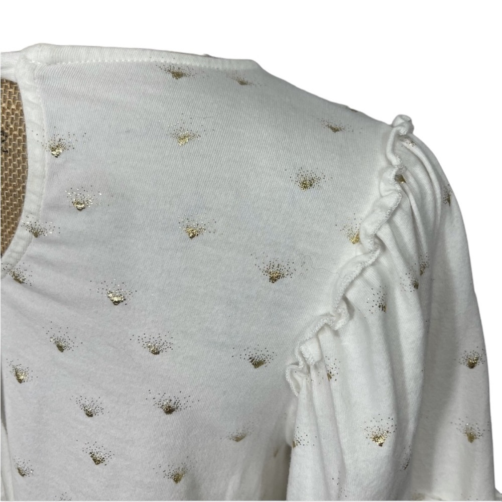 Altar’d State Sunburst Sparkle Tie Back Boho Top Size Small White and Gold - Picture 9 of 11
